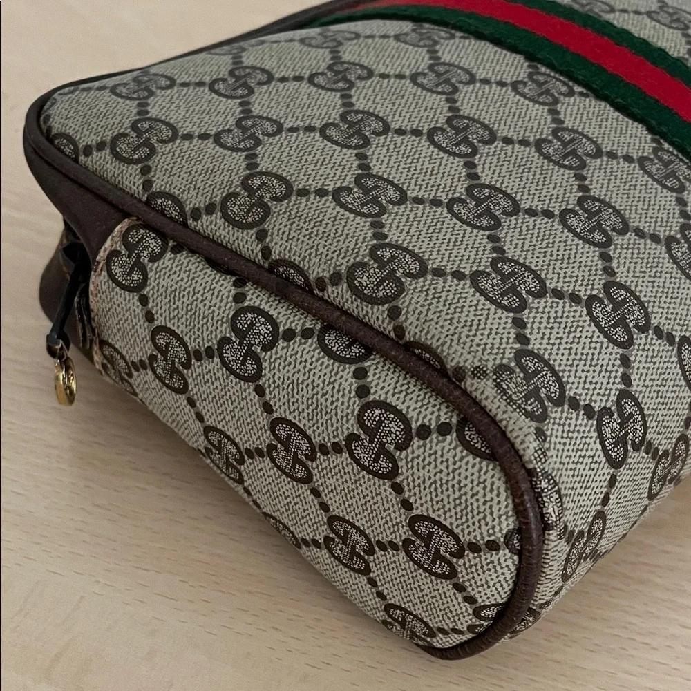 Rare Gucci GG Supreme Sherry Line Cosmetic Pouch Original Interior Late 70s-80